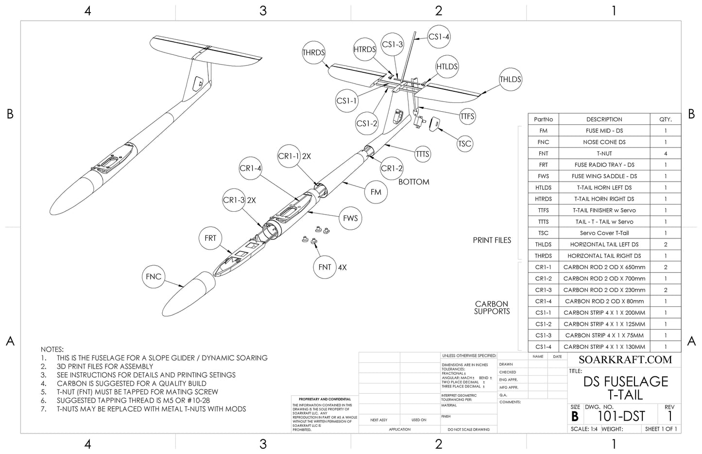 Zesty DS - T Tail - full Airframe for dynamic soaring